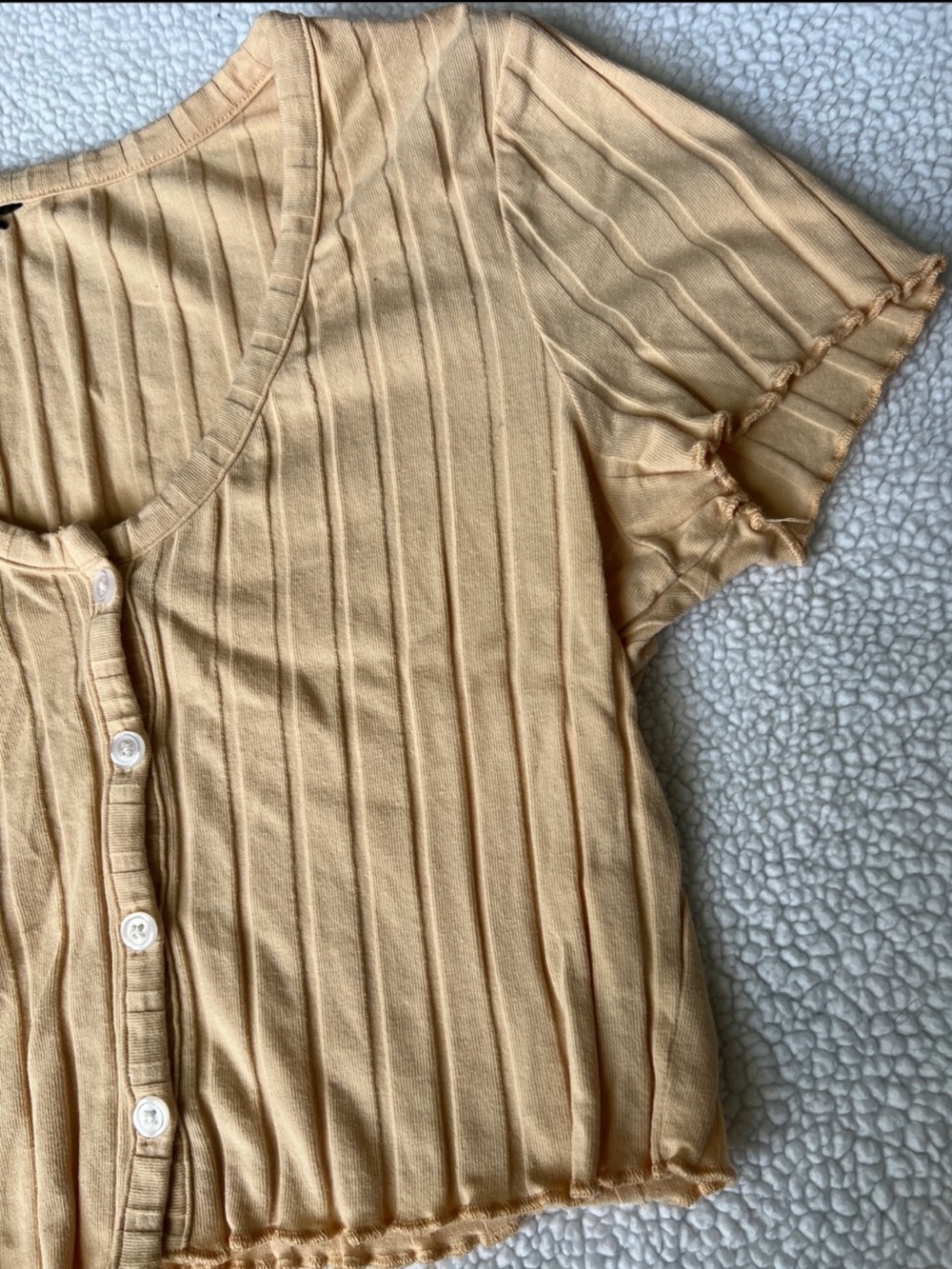 Cream ribbed crop top